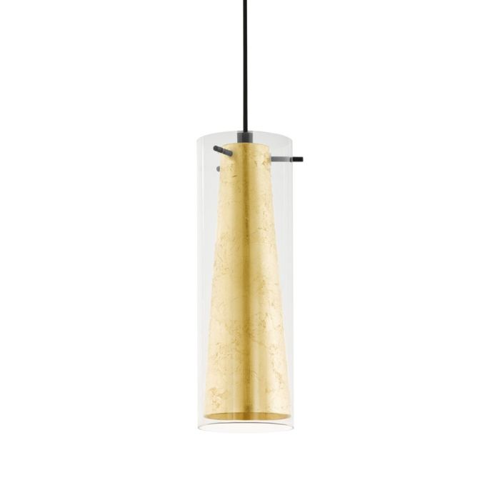 Pinto Gold Pendant E27 Blk/gld/clr - pendant - Lux Lighting