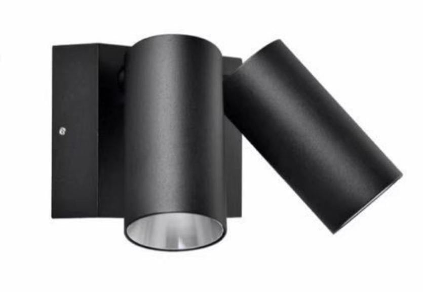 2x8w Led No Sensor Spot light BLACK - outdoor wall light - Lux Lighting