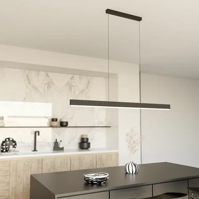 Calibo Prinia Modern Fluted 2032mm Linear Pendant Light - Black