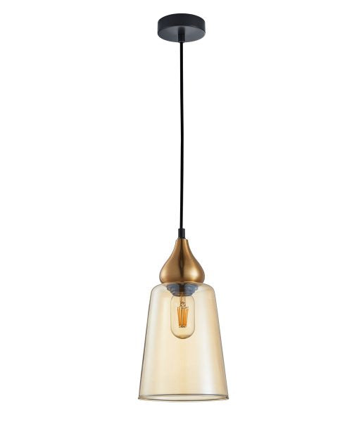 Jerez1 Pendant Es Bronze Amber Flat Top - pendant - Lux Lighting