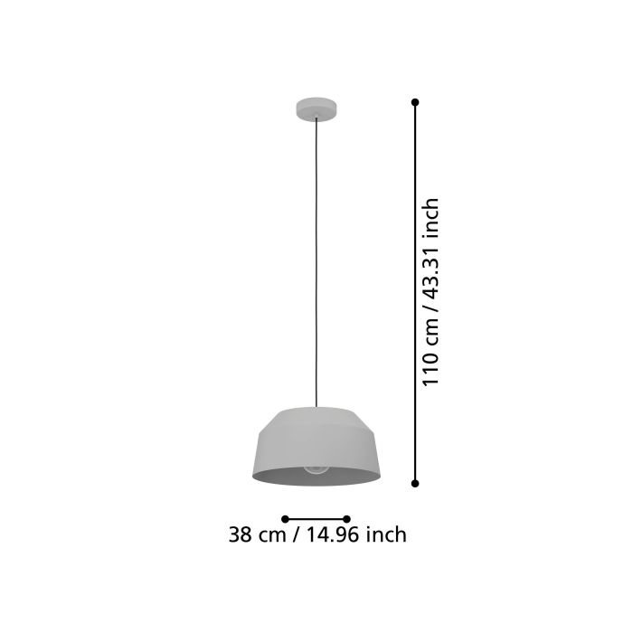 CONTRISA H/L 1X40W E27 GRY 380MM