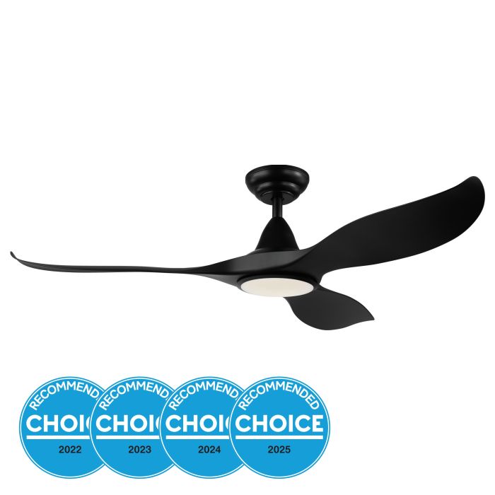 NOOSA 52 DC FAN 18W LED TRI-COL BLK