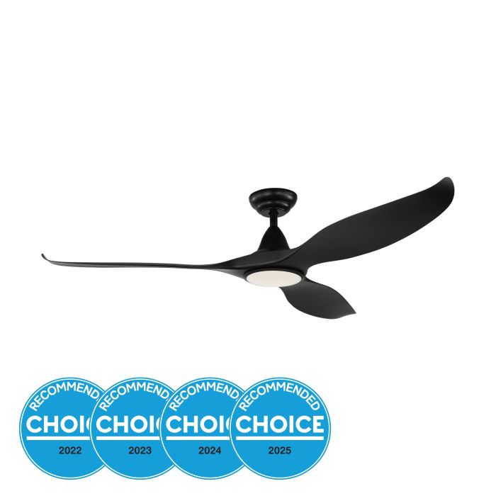 NOOSA 60 DC FAN 18W LED TRI-COL BLK