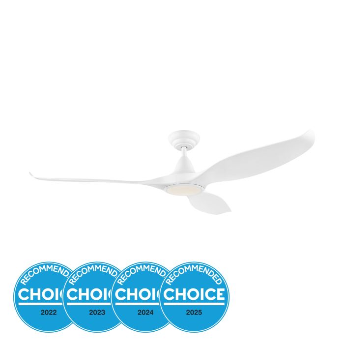 NOOSA 60 DC FAN 18W LED TRI-COL WHT