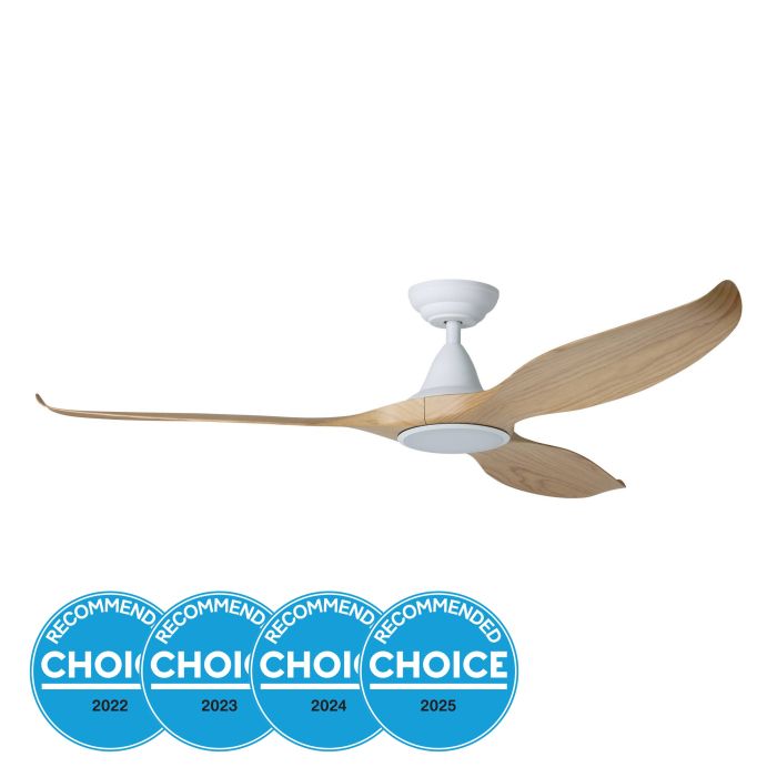 NOOSA 60 DC FAN 18W LED TRI-COL WHT/BLACKBUTT