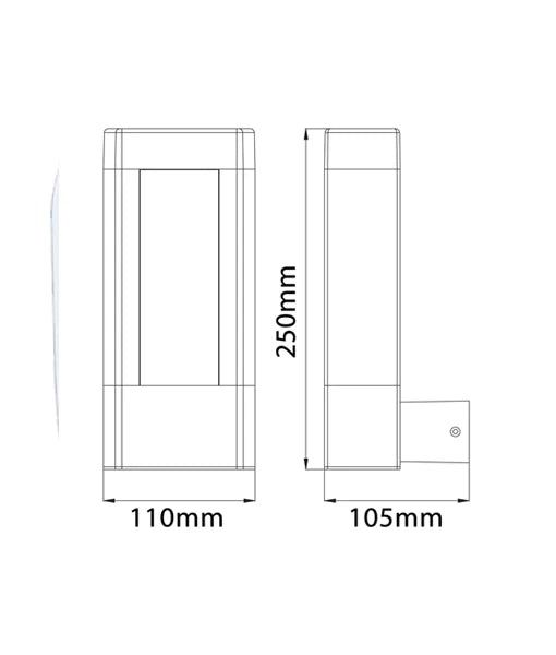 AMUN Exterior LED Matt Black Rectangular Surface Mounted Wall Light IP54