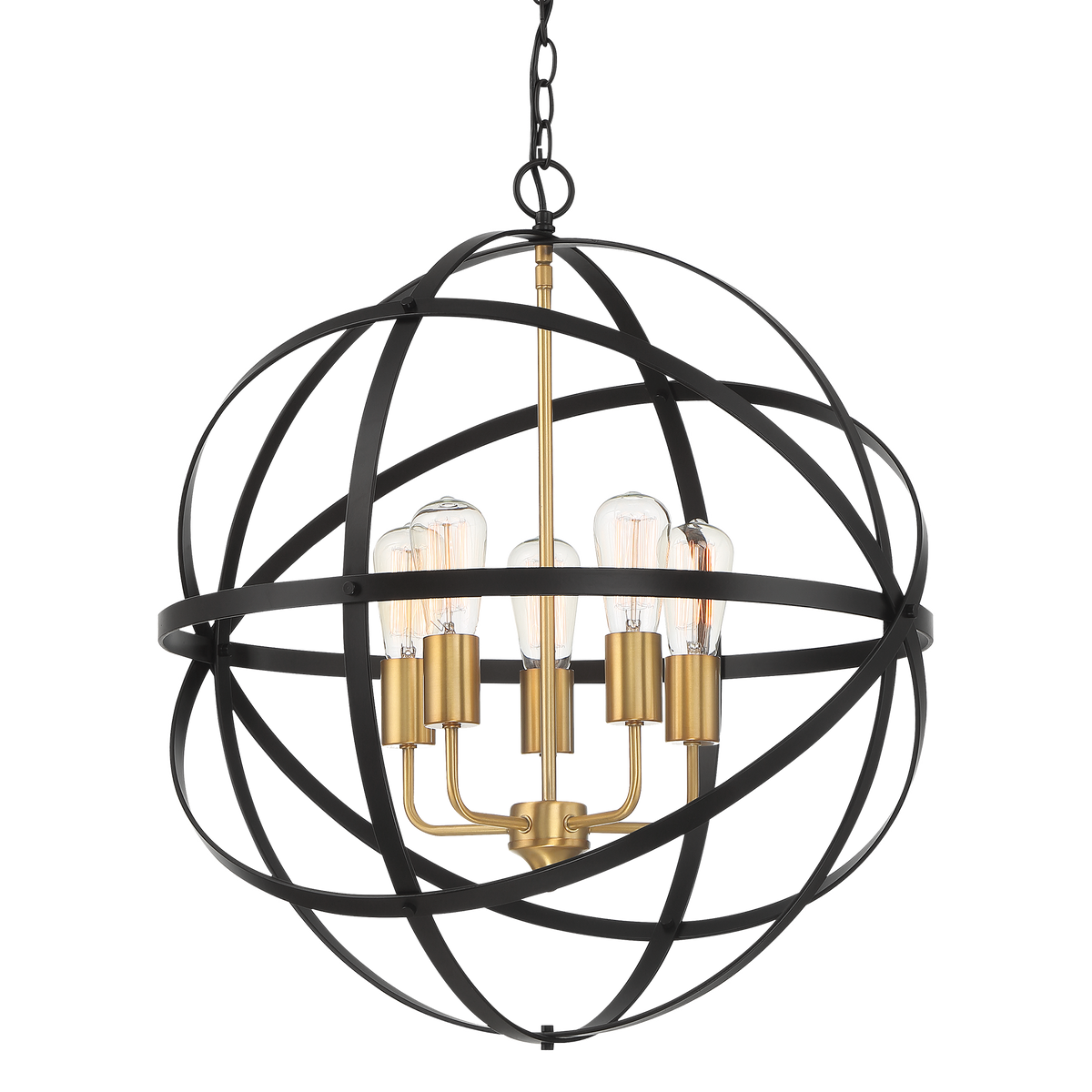 Apollo P5 BRZ/GLD 5 Light E27 60cm Orb Pendant Bronze Gold