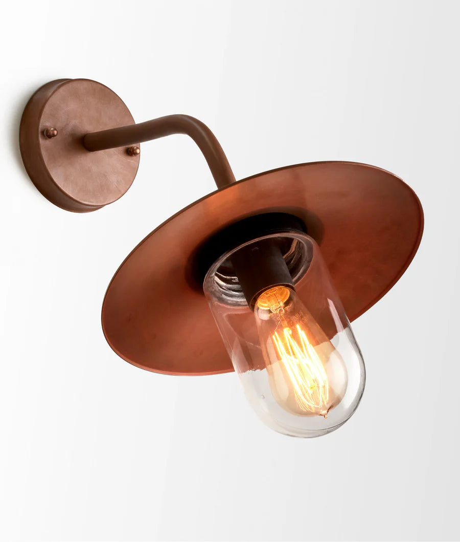 DEKSEL Matte Aged Copper Exterior Wall Lamp With Clear Glass IP54