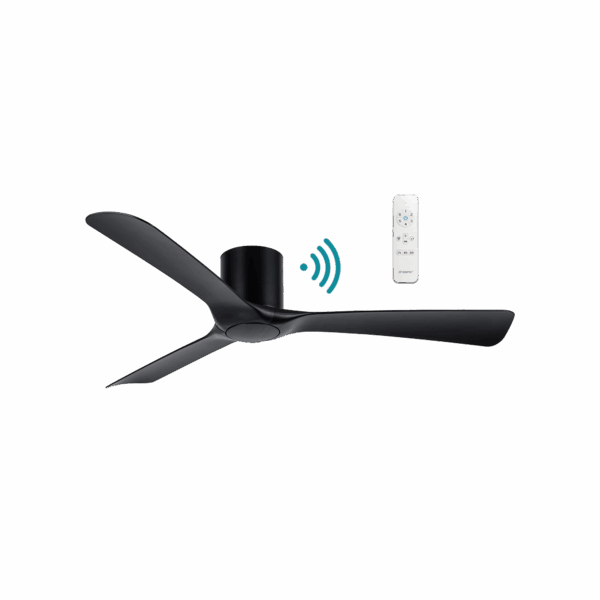 Fresno DC Close to Ceiling 3 ABS Blade 1320mm Hugger WIFI & Remote Control Ceiling Fan Matt Black