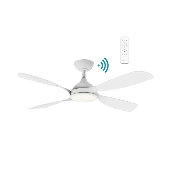 Hampton DC 1320mm 4 ABS Blade WIFI & Remote Control Ceiling Fan with Variable Dim 18w CCT LED Light Matt White