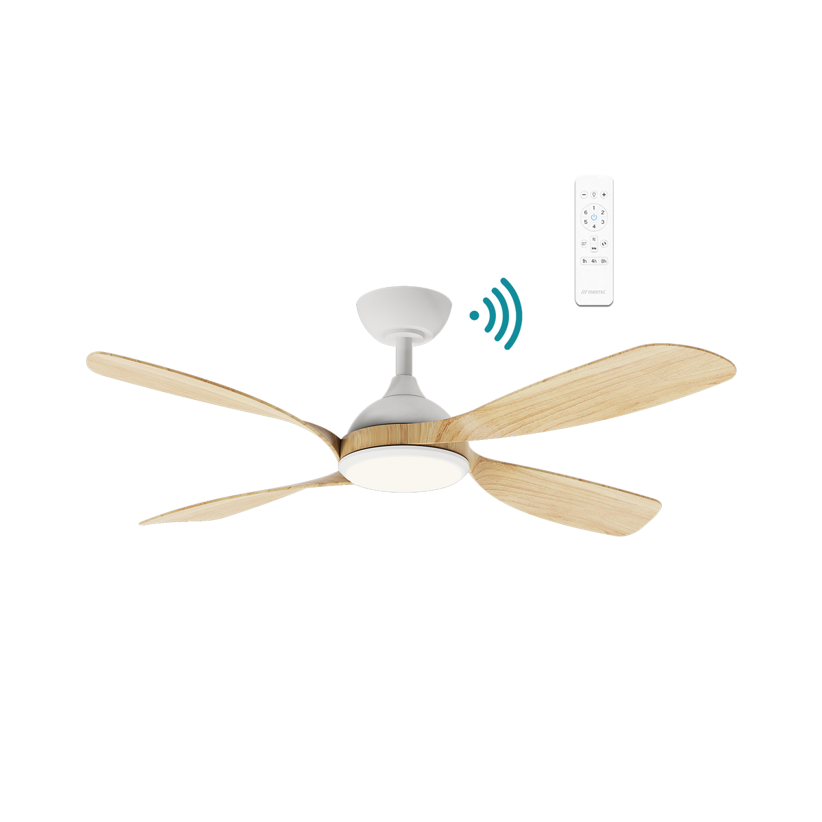 Hampton DC 1320mm 4 ABS Blade WIFI & Remote Control Ceiling Fan with Variable Dim 18w CCT LED Light Matt White/Oak