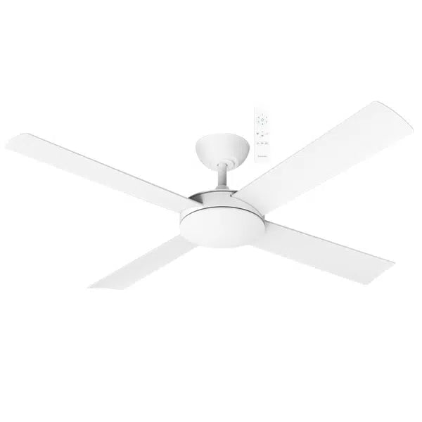 Quantum DC 1320mm All ABS 4 Fast Fix Blade Remote Control Ceiling Fan Only Matt White