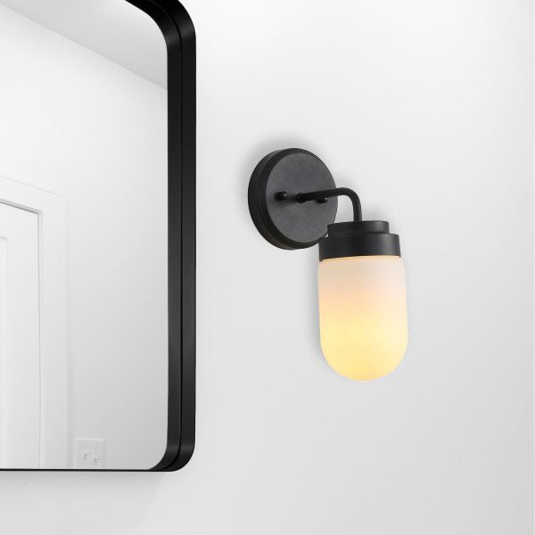 DUNBURN WALL LIGHT BLACK/OPAL