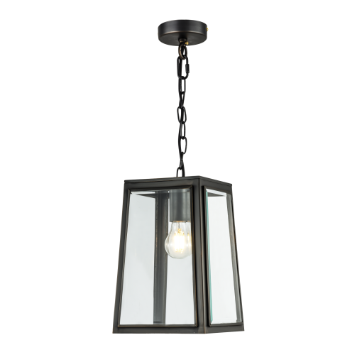Preston P1 20CM BRZ 1 Light Small E27 Brass Bevelled Glass Pendant Bronze