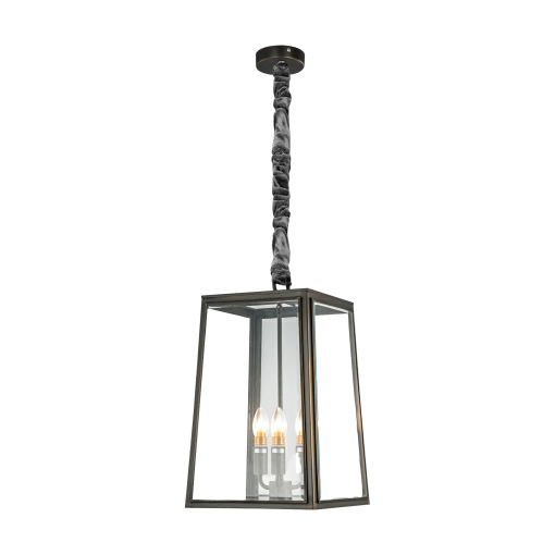 Preston P3 30CM BRZ 3 Light Large E14 Brass Bevelled Glass Pendant Bronze