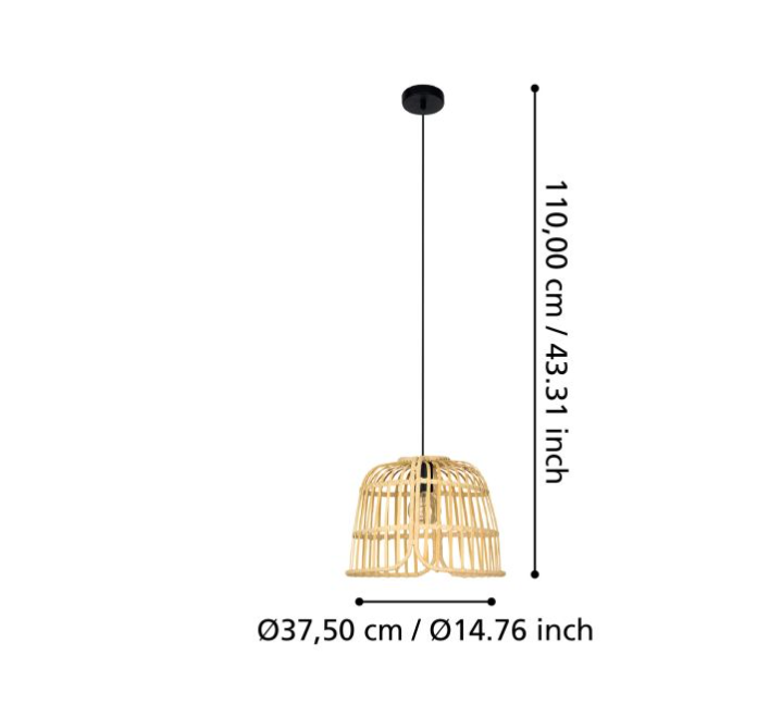 GLYNEATH H/L 1X40W E27 CANE NAT