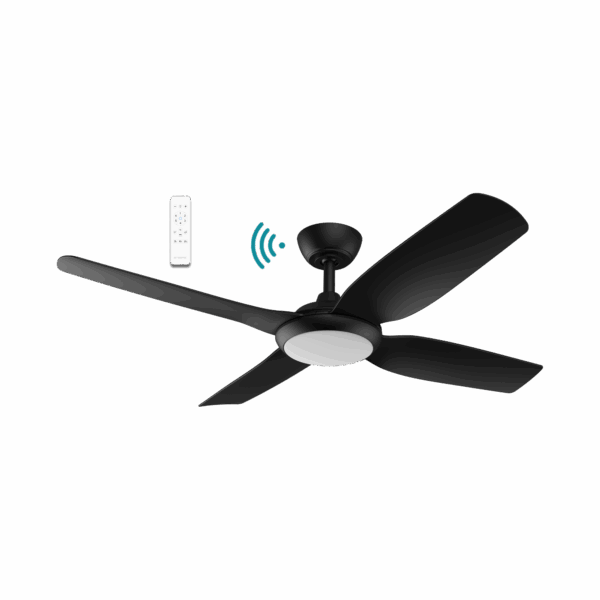 Viper DC 1320mm 4 Blade All ABS WIFI & Remote Control Ceiling Fan with Variable Dim 18w CCT LED Light Matt Black