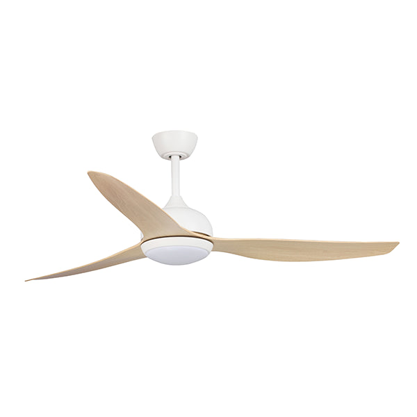Eco Style DC Ceiling Fan with Remote Control & CCT LED – White / Beechwood 60″