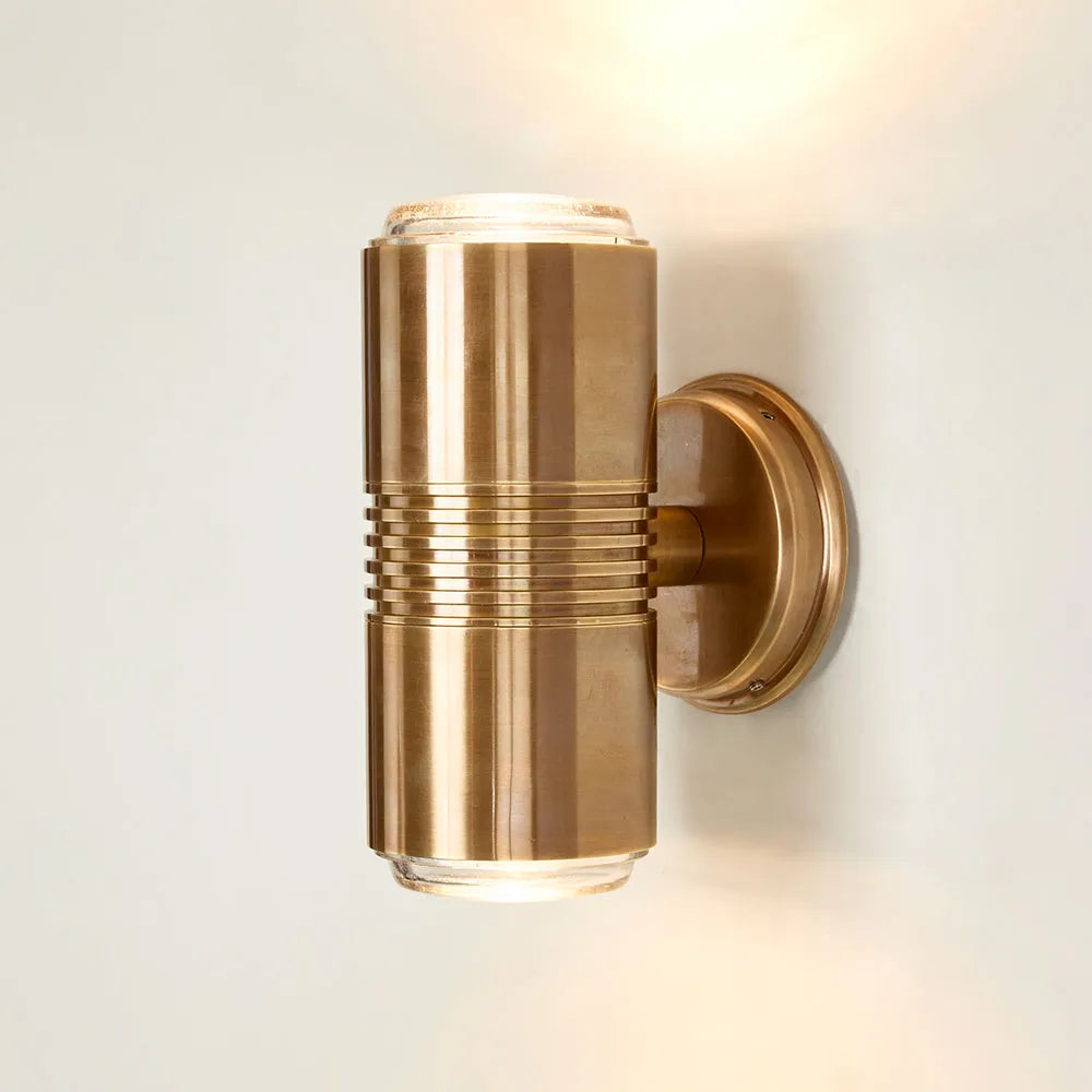Primrose Up and Down Outdoor Wall Light Antique Brass