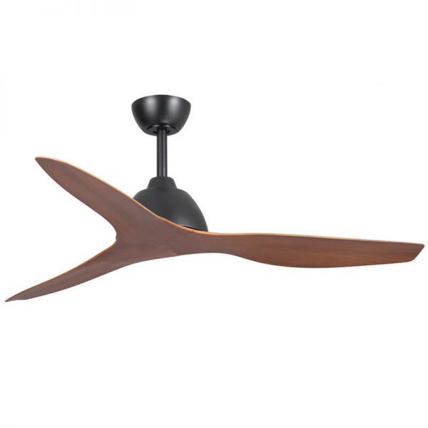 Breeze AC Ceiling Fan with Wall Control – Black with Koa Blades 52″