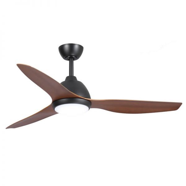 Breeze AC Ceiling Fan with Wall Control and CCT LED Light – Black with Koa Blades 52″