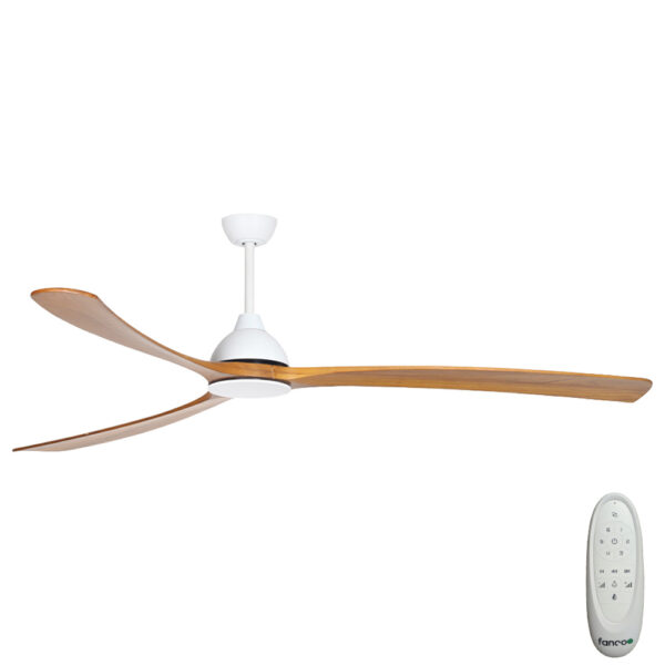 Sanctuary DC Ceiling Fan – White with Teak Blades 86″