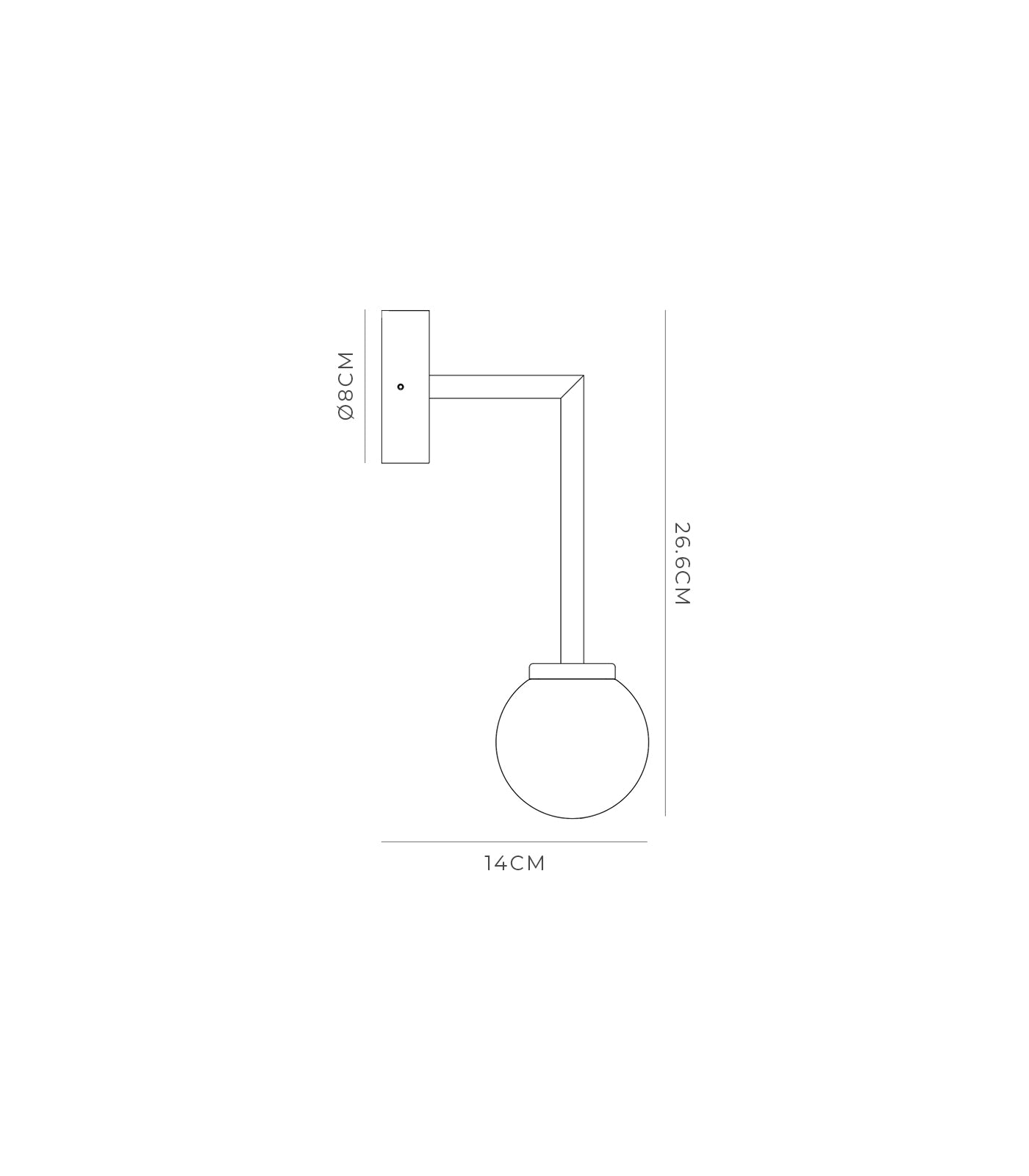 Orb Long Arm Wall Light - Small