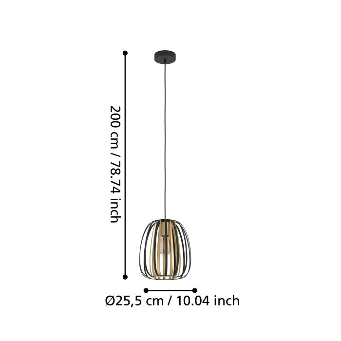 ENCINITOS H/L 1X40W E27 BLK/GLD SML
