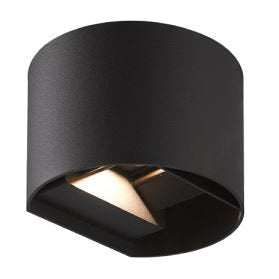 Rnd U/down BLACK Dimm wall light