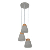 Tarega H/l 3x60w E27 Gry Conc/wood - pendant - Lux Lighting