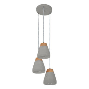 Tarega H/l 3x60w E27 Gry Conc/wood - pendant - Lux Lighting