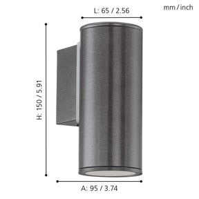 Riga Led Exterior Wall Light 1x3w Gu10 Led 3000k Anth - outdoor wall light - Lux Lighting