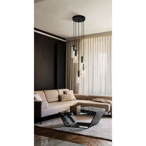 Montefino 5 light Pendant (5x60w E27)  Blk/clr - pendant - Lux Lighting