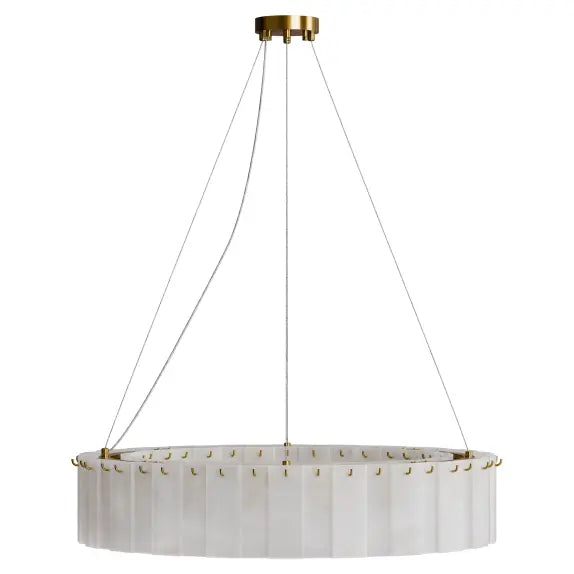 Calibo Mirage 18 Light Alabaster Stone 800mm Round Pendant - Brass
