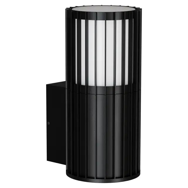 Bright 5W LED Tri Colour Ribbed Up Exterior Wall light Non Dimmable Black IP65