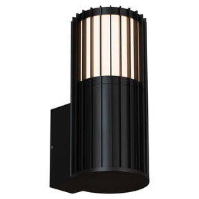 Bright 5W LED Tri Colour Ribbed Up Exterior Wall light Non Dimmable Black IP65