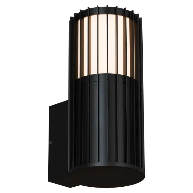 Bright 5W LED Tri Colour Ribbed Up Exterior Wall light Non Dimmable Black IP65