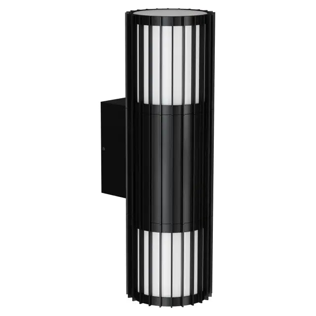 Bright 10W LED Tri Colour Ribbed Up Down Exterior Wall light Non Dimmable Black IP65