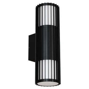 Bright 10W LED Tri Colour Ribbed Up Down Exterior Wall light Non Dimmable Black IP65