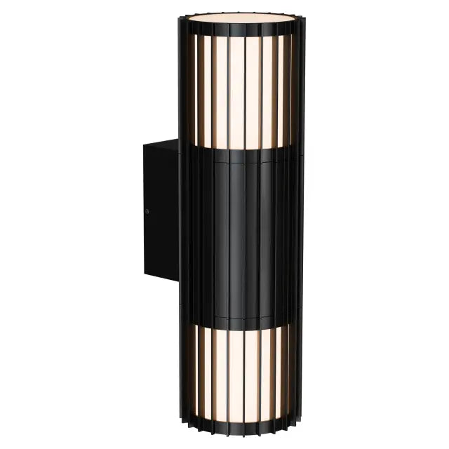 Bright 10W LED Tri Colour Ribbed Up Down Exterior Wall light Non Dimmable Black IP65