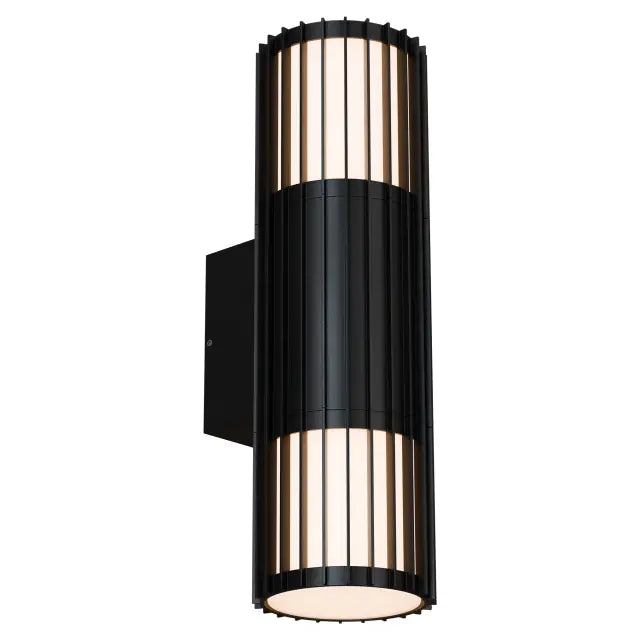 Bright 10W LED Tri Colour Ribbed Up Down Exterior Wall light Non Dimmable Black IP65