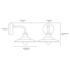 Cuscus Bubble Glass 240mm Exterior Wall Light 5W LED Tri Colour Non Dimmable Black IP65