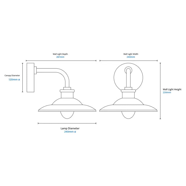 Cuscus Bubble Glass 240mm Exterior Wall Light 5W LED Tri Colour Non Dimmable Black IP65