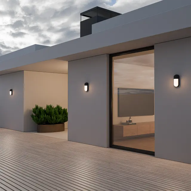 Drift 10W LED Tri-Colour Bunker Exterior Wall Light Non Dimmable Tri Colour Black IP65