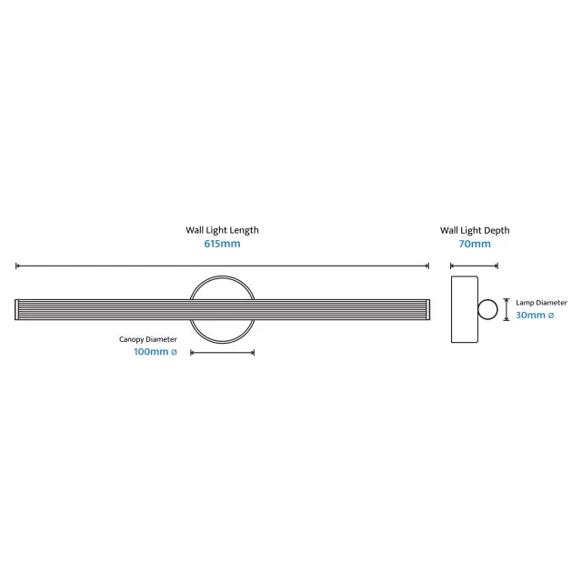 Calibo Aeris 600mm Slimline Fluted Wall Light