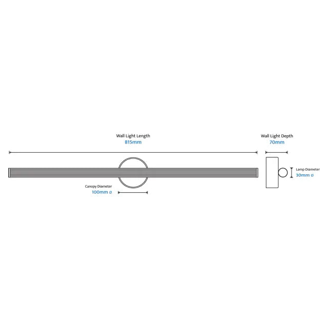 Calibo Aeris 800mm Slimline Fluted Wall Light