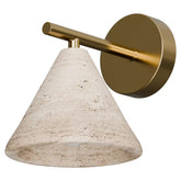 Orville Natural Travertine 205mm E27 Wall Light Brass - IP20
