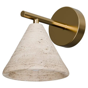 Orville Natural Travertine 205mm E27 Wall Light Brass - IP20