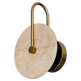 Orville Natural Travertine Round 200mm Backlit LED Wall Light 5W Non Dimmable Brass - IP20