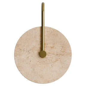 Orville Natural Travertine Round 200mm Backlit LED Wall Light 5W Non Dimmable Brass - IP20